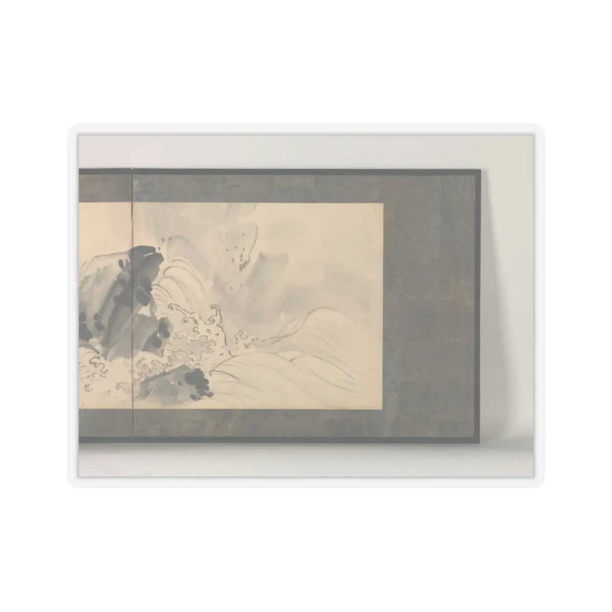 Maruyama Ōkyo 円山応挙 - Rock and Waves - dated 1773 v2 - STICKER Vinyl Kiss-Cut Decal
