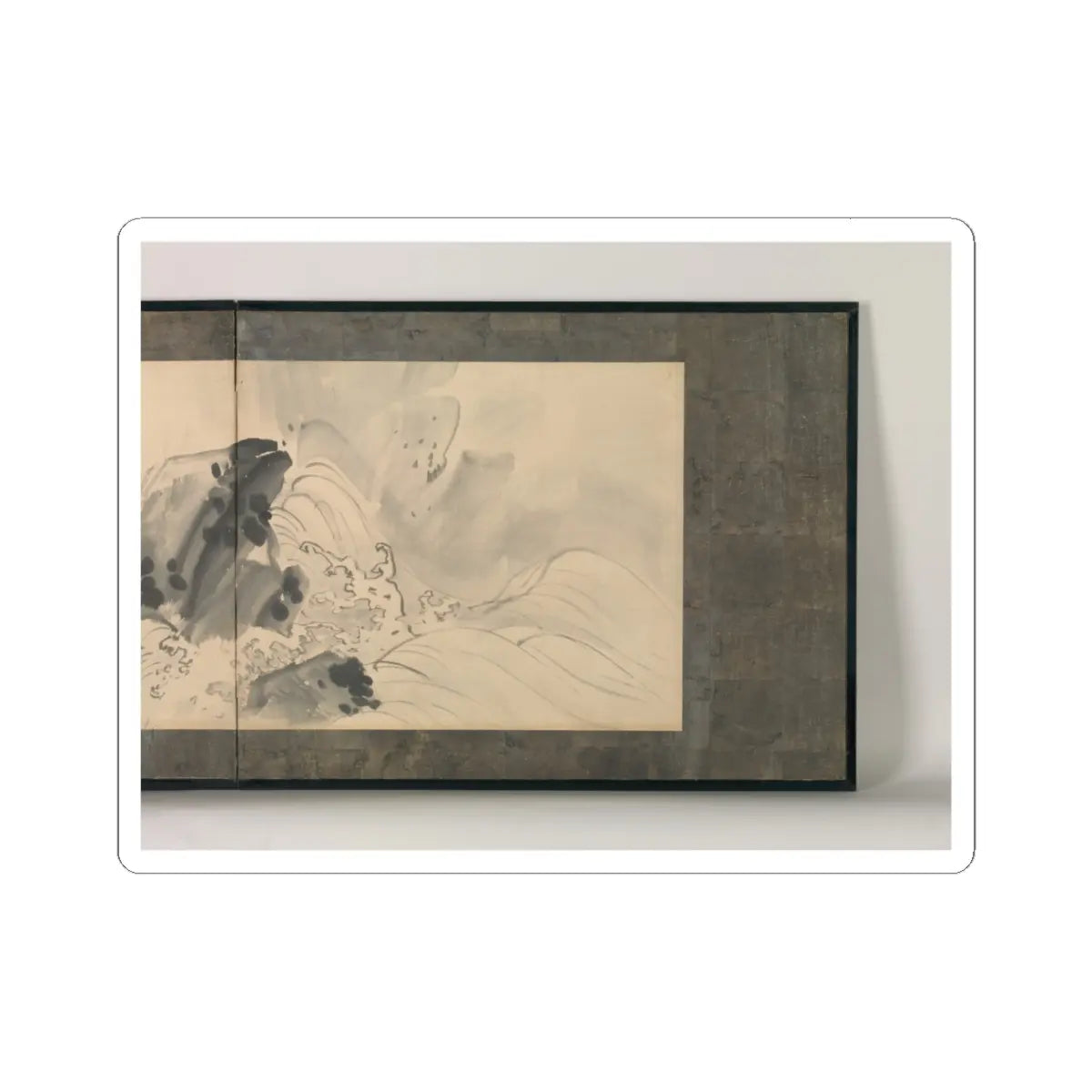Maruyama Ōkyo 円山応挙 - Rock and Waves - dated 1773 v2 - STICKER Vinyl Kiss-Cut Decal