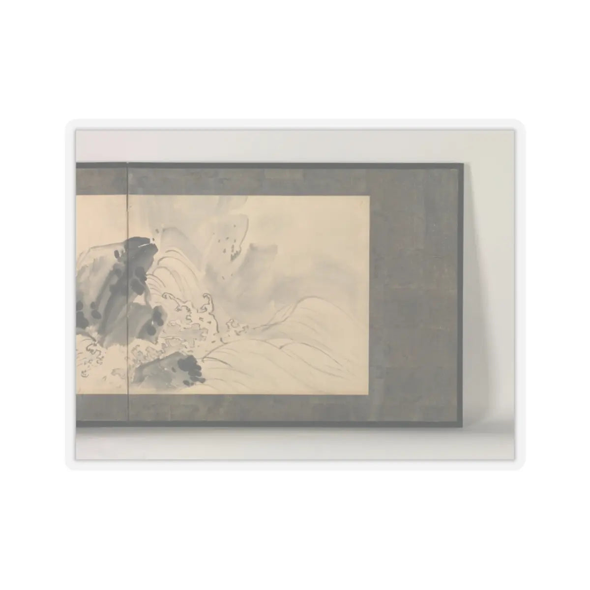 Maruyama Ōkyo 円山応挙 - Rock and Waves - dated 1773 v2 - STICKER Vinyl Kiss-Cut Decal