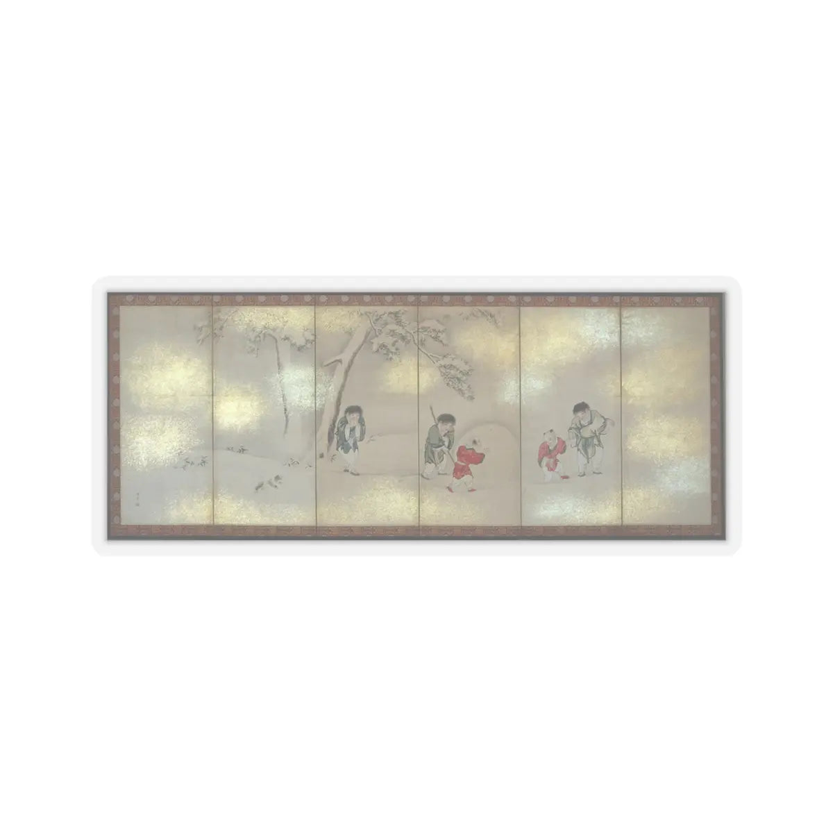 Maruyama Ōshin - Children Playing in Summer and Winter - early 19th century v2 - STICKER Vinyl Kiss-Cut Decal