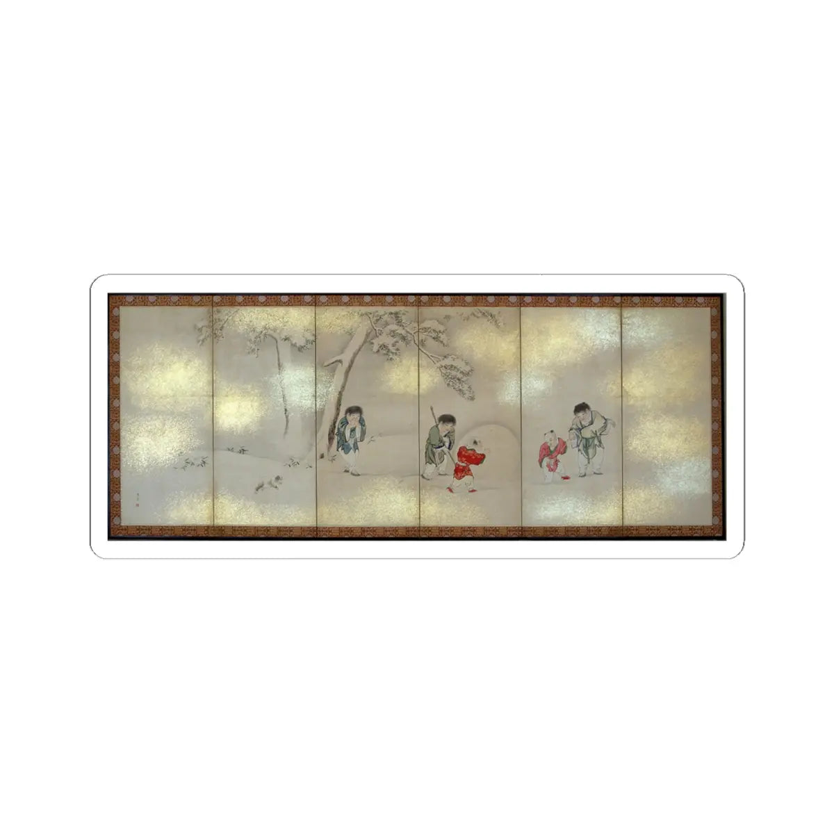 Maruyama Ōshin - Children Playing in Summer and Winter - early 19th century v2 - STICKER Vinyl Kiss-Cut Decal