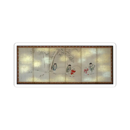 Maruyama Ōshin - Children Playing in Summer and Winter - early 19th century v2 - STICKER Vinyl Kiss-Cut Decal
