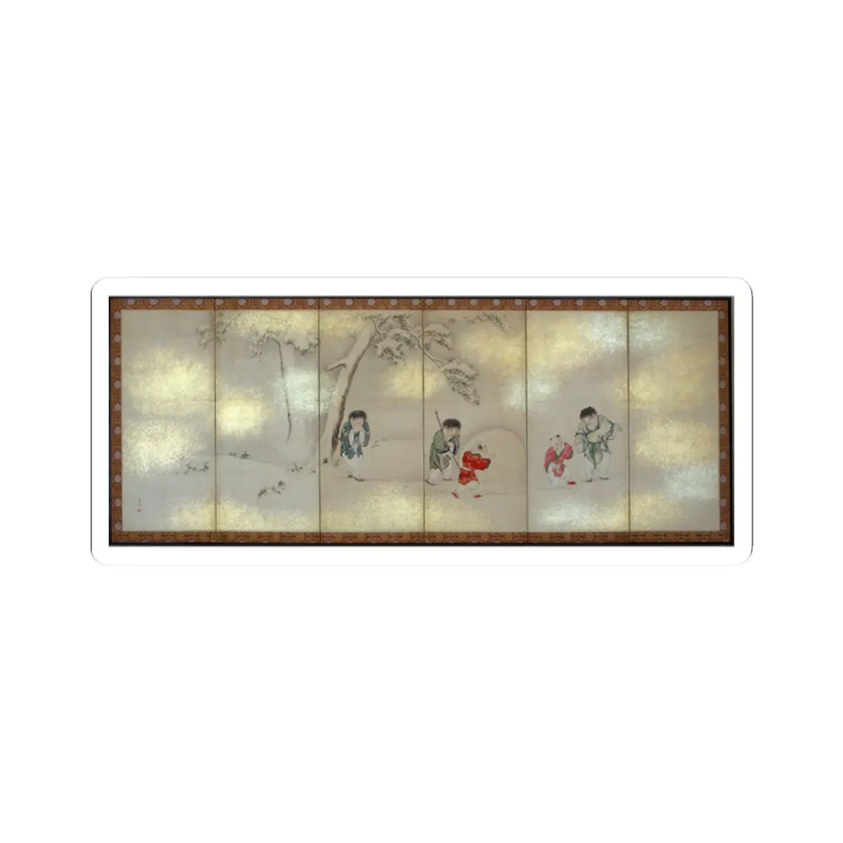 Maruyama Ōshin - Children Playing in Summer and Winter - early 19th century v2 - STICKER Vinyl Kiss-Cut Decal
