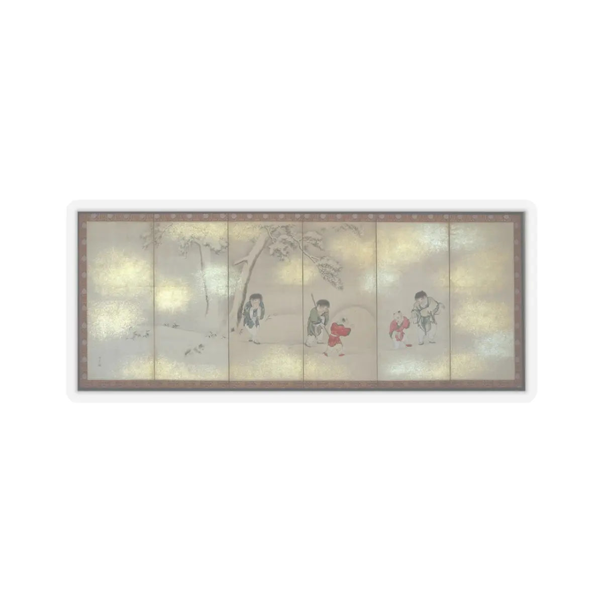 Maruyama Ōshin - Children Playing in Summer and Winter - early 19th century v2 - STICKER Vinyl Kiss-Cut Decal