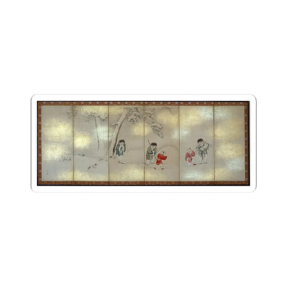 Maruyama Ōshin - Children Playing in Summer and Winter - early 19th century v2 - STICKER Vinyl Kiss-Cut Decal