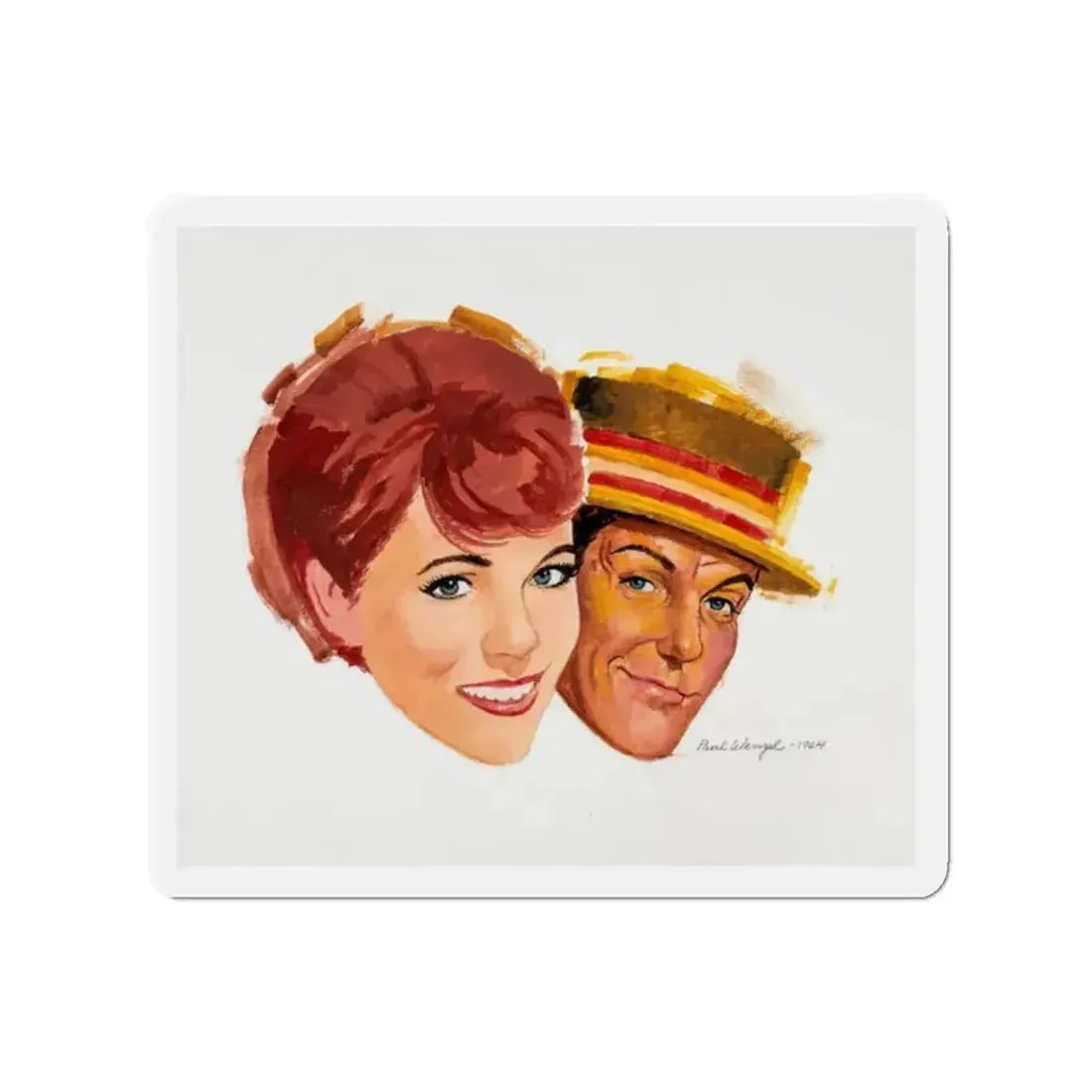 Mary Poppins Movie Poster Preliminary, 1964 (Magazine Illustration) Refrigerator Magnet 2 Inch Die-Cut - The Sticker Space