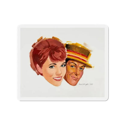 Mary Poppins Movie Poster Preliminary, 1964 (Magazine Illustration) Refrigerator Magnet 3 Inch Die-Cut - The Sticker Space