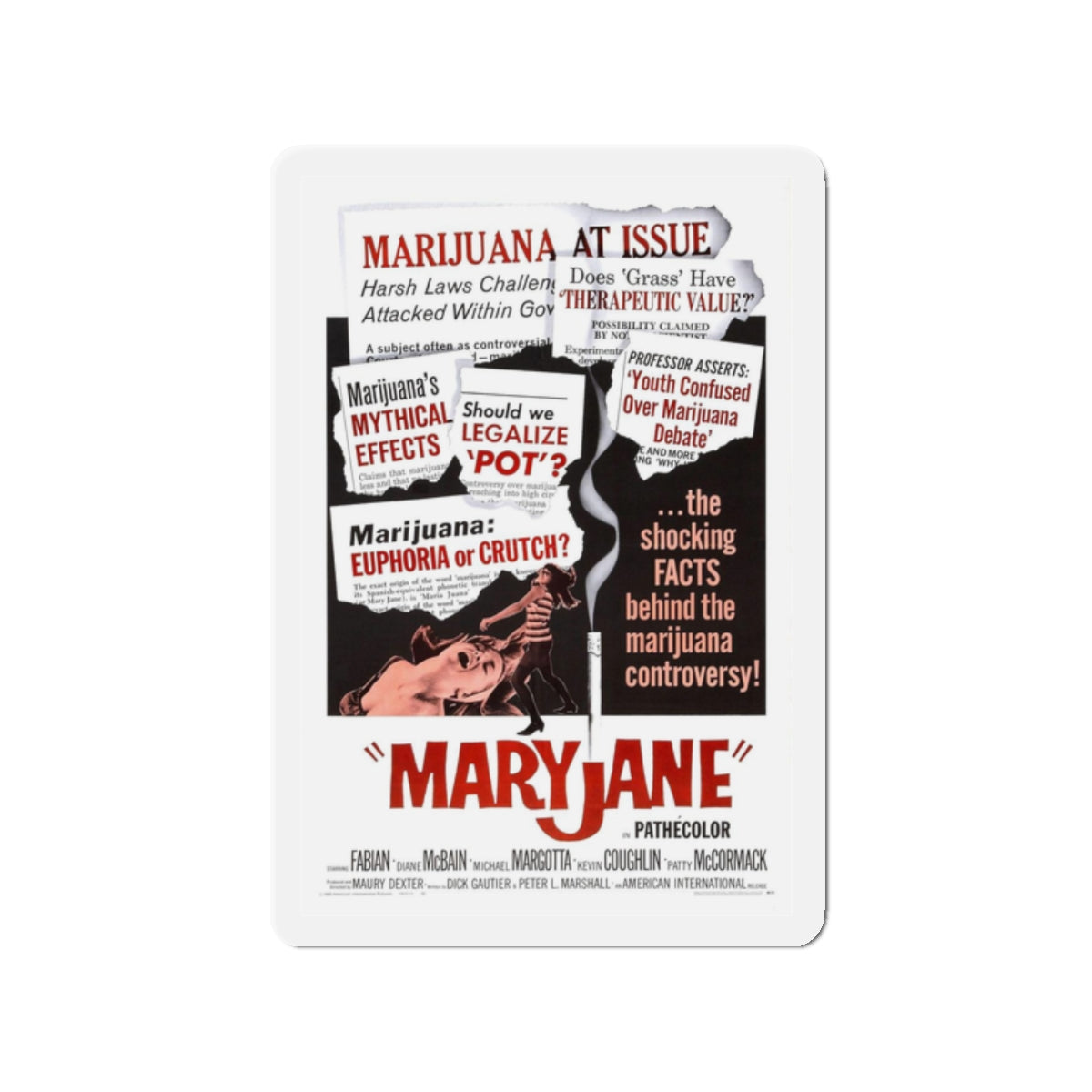 MARYJANE 1968 Movie Poster - Refrigerator Magnet-2" x 2"-Die-Cut-1 pc-The Sticker Space