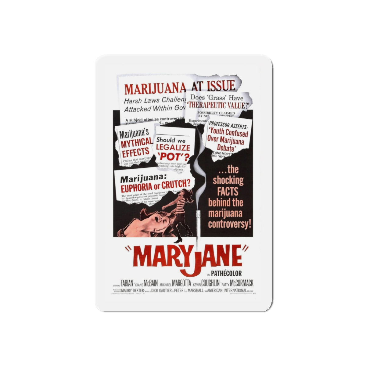 MARYJANE 1968 Movie Poster - Refrigerator Magnet-3" x 3"-Die-Cut-1 pc-The Sticker Space