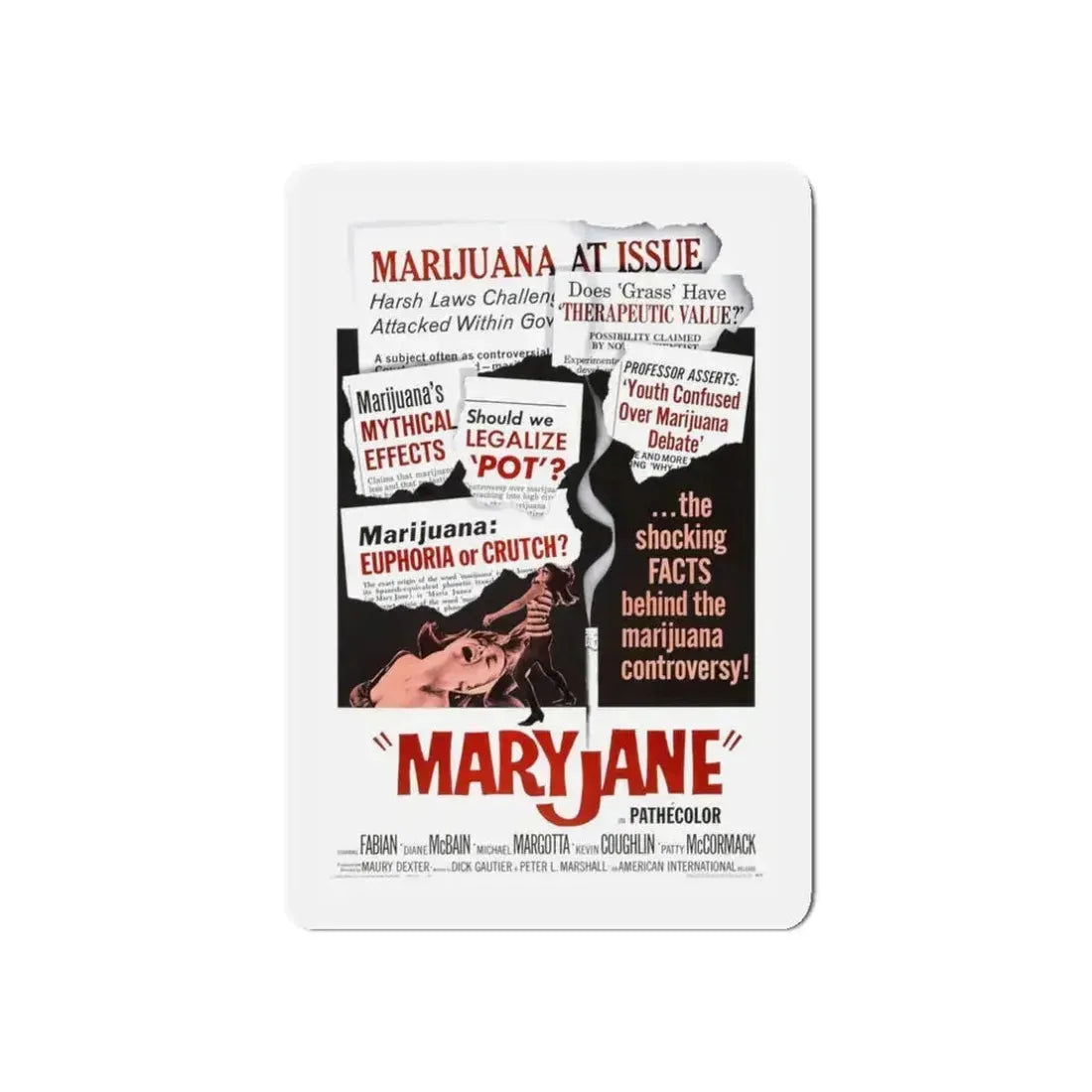 MARYJANE 1968 Movie Poster - Refrigerator Magnet 3 Inch Die-Cut - The Sticker Space