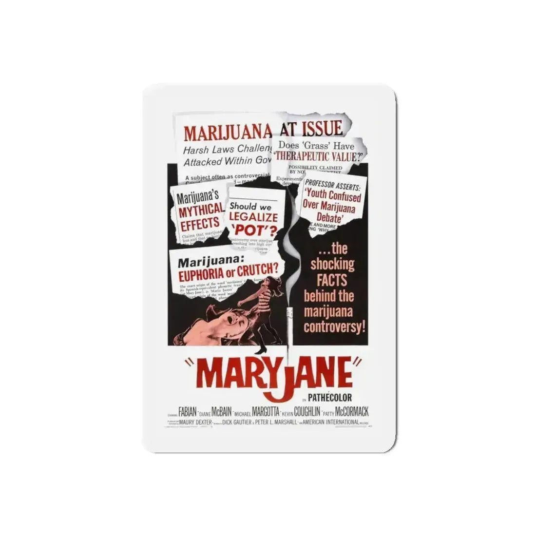 MARYJANE 1968 Movie Poster - Refrigerator Magnet 4 Inch Die-Cut - The Sticker Space