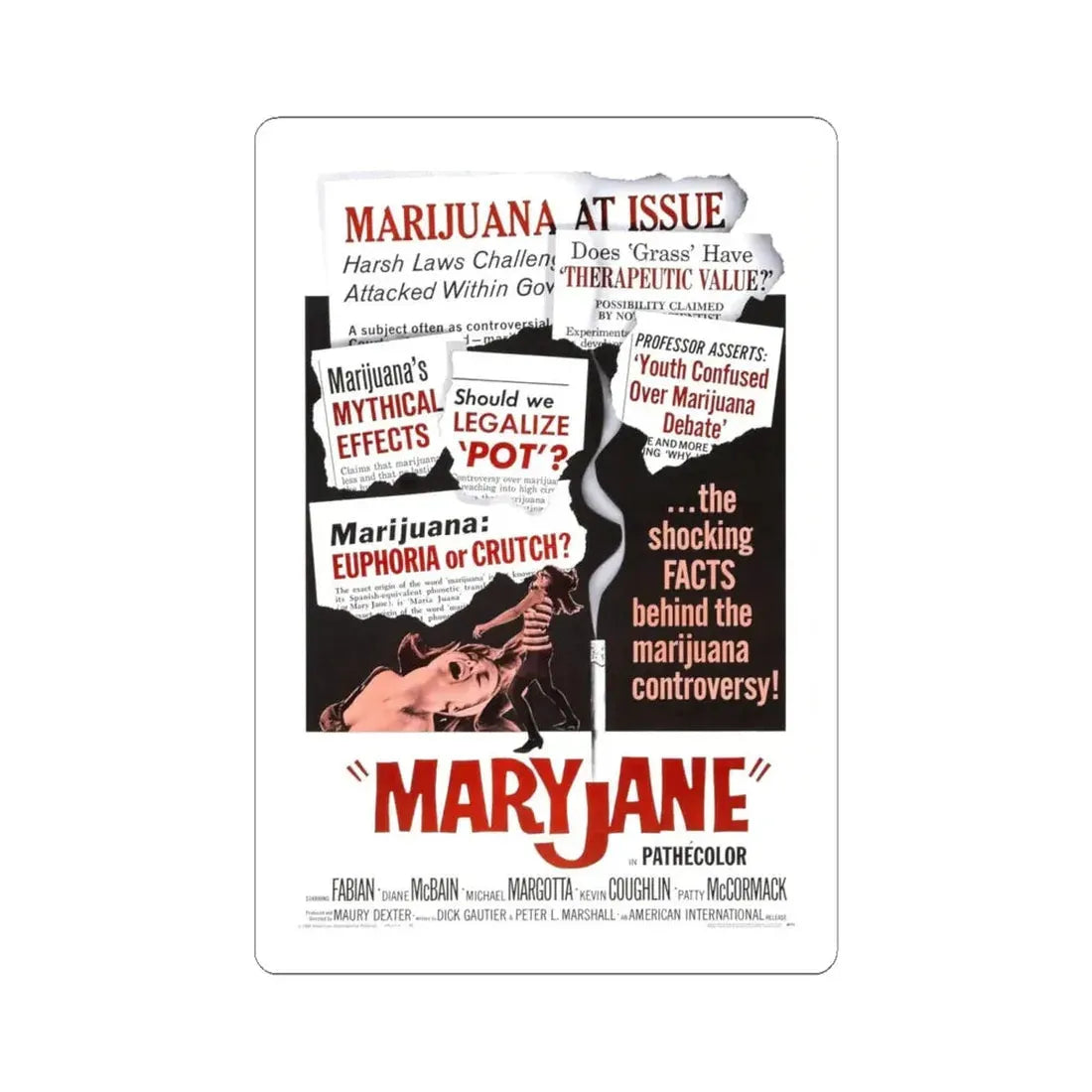 MARYJANE 1968 Movie Poster - STICKER Vinyl Kiss-Cut Decal 6 Inch White - The Sticker Space