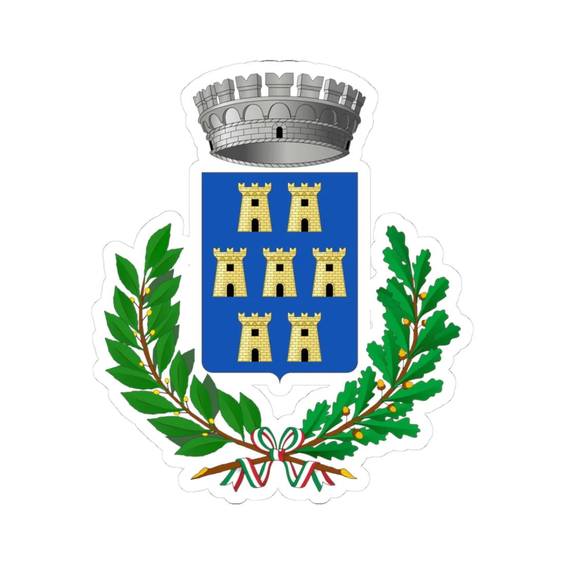 Mascali-Stemma (Italy) (Coat of Arms) STICKER Vinyl Kiss-Cut Decal 3 Inch White - The Sticker Space