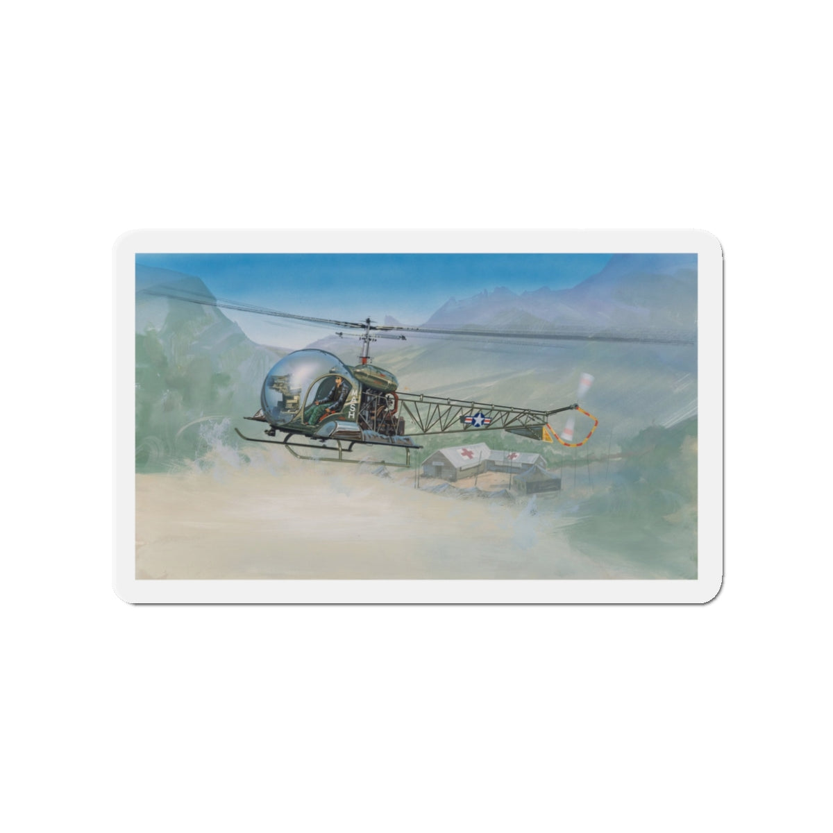 MASH Helicopter Model (Magazine Illustration) Refrigerator Magnet