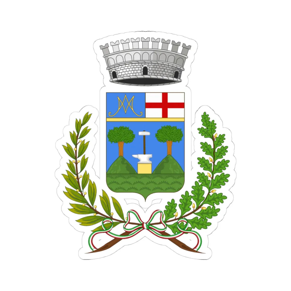 Masone-Stemma (Italy) (Coat of Arms) STICKER Vinyl Kiss-Cut Decal 4 Inch White - The Sticker Space