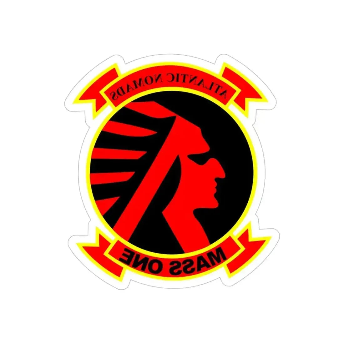 MASS 1 Squadron (USMC) REVERSE PRINT Transparent Die-Cut STICKER 4 Inch Die-Cut Transparent - The Sticker Space