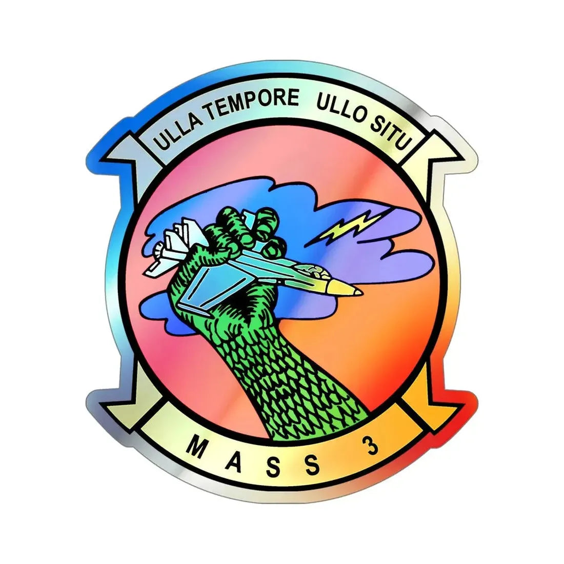 MASS 3 Squadron (USMC) Holographic STICKER Die-Cut Vinyl Decal 5 Inch Holographic - The Sticker Space
