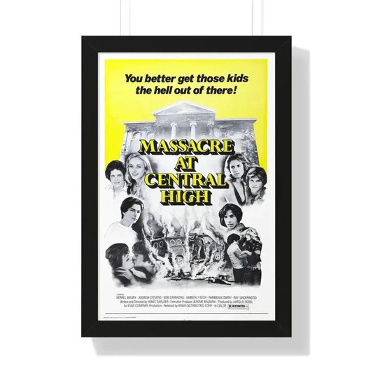 MASSACRE AT CENTRAL HIGH 1976 - Framed Movie Poster 16″ x 24″ Black - The Sticker Space