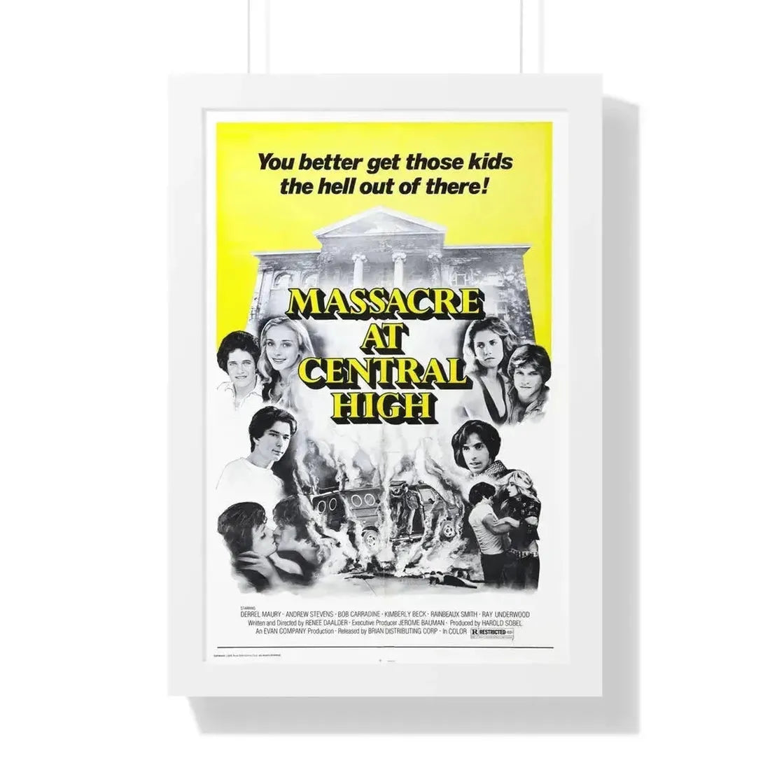 MASSACRE AT CENTRAL HIGH 1976 - Framed Movie Poster 16″ x 24″ White - The Sticker Space