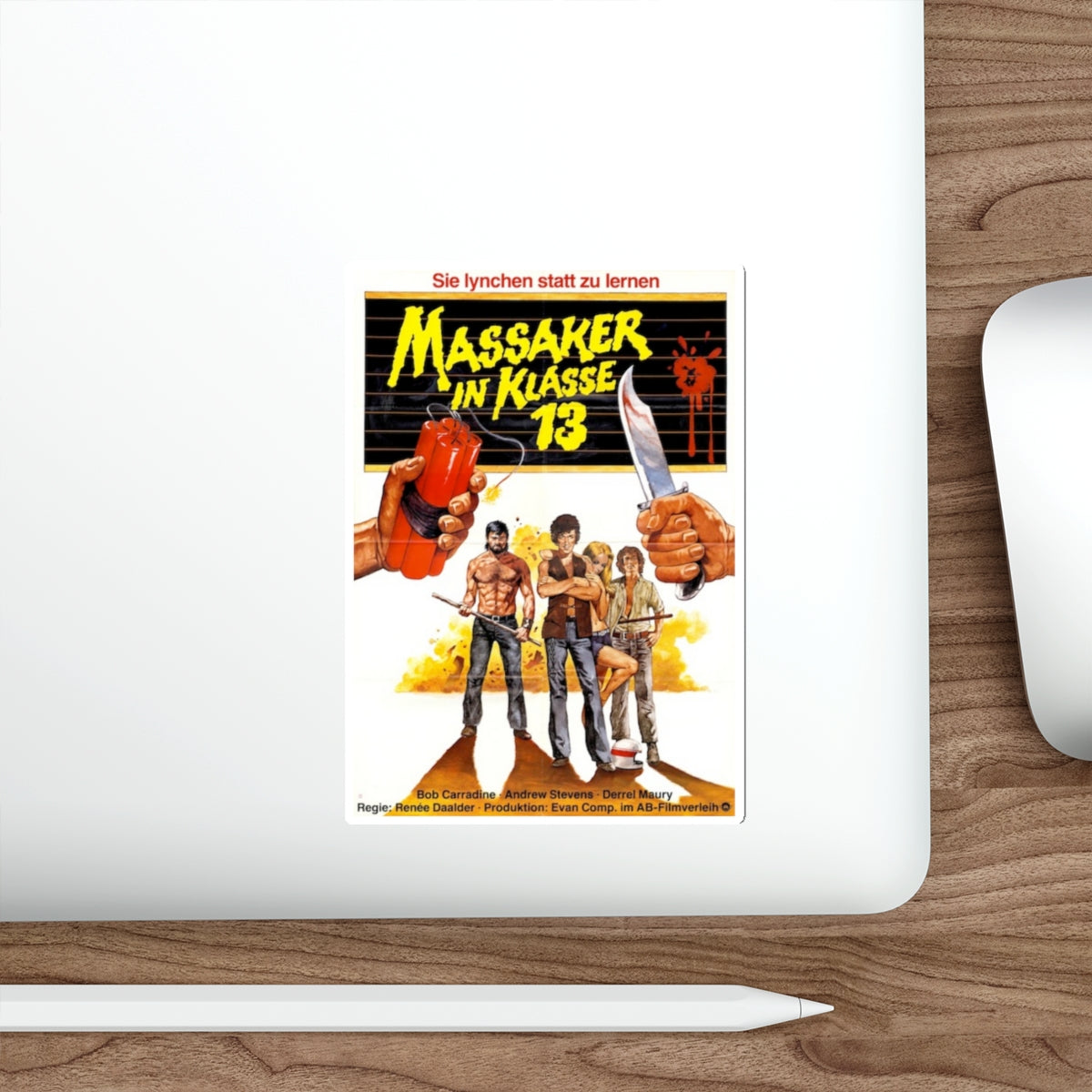 MASSACRE AT CENTRAL HIGH (GERMAN) 1976 Movie Poster STICKER Vinyl Die-Cut Decal-The Sticker Space