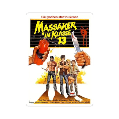 MASSACRE AT CENTRAL HIGH (GERMAN) 1976 Movie Poster - STICKER Vinyl Kiss-Cut Decal 3 Inch White - The Sticker Space