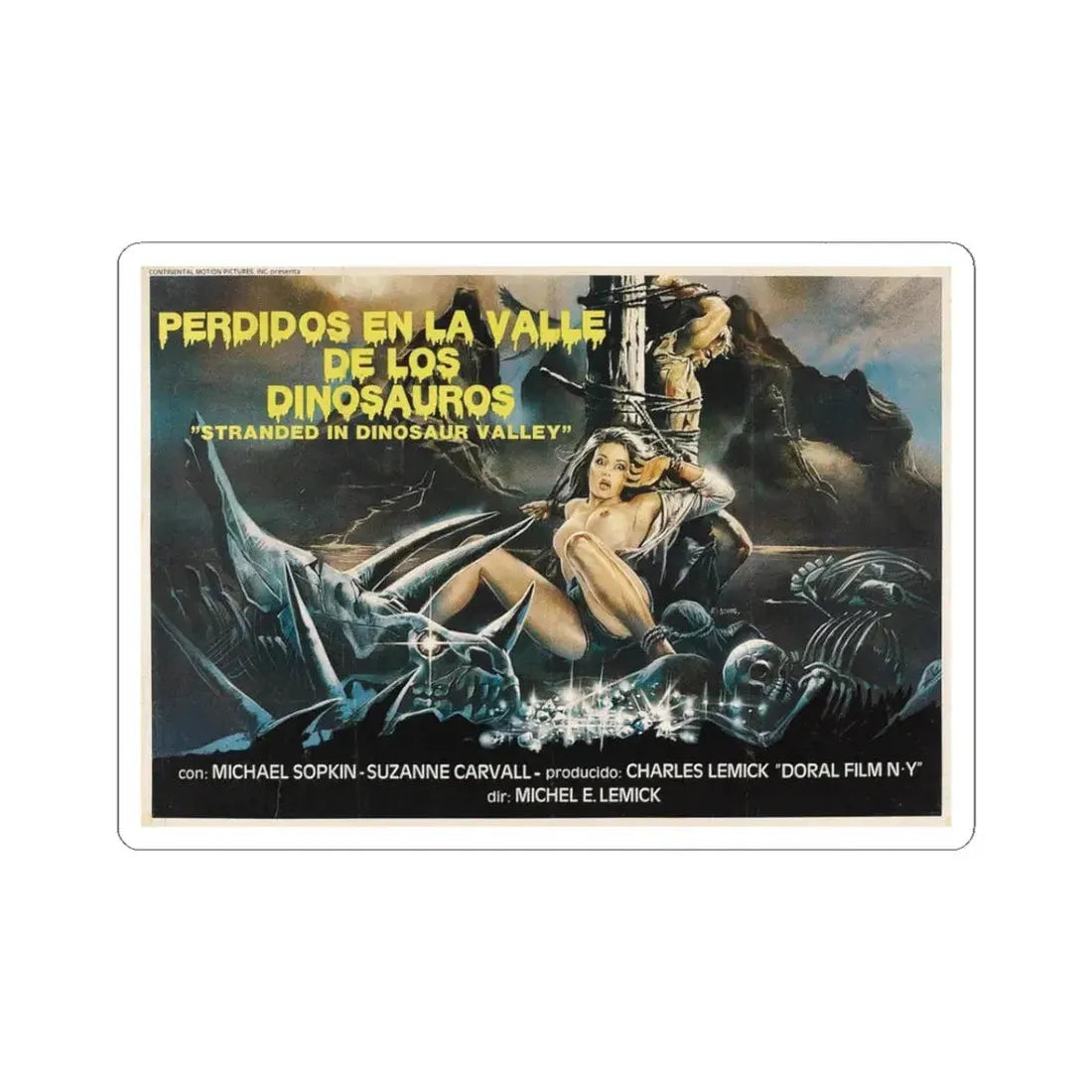 MASSACRE IN DINOSAUR VALLEY 1985 Movie Poster - STICKER Vinyl Kiss-Cut Decal 3 Inch White - The Sticker Space