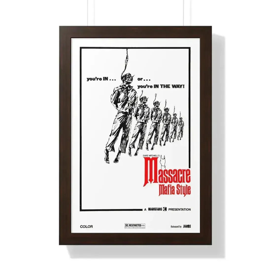 MASSACRE MAFIA STYLE 1974 - Framed Movie Poster 16″ x 24″ Walnut - The Sticker Space