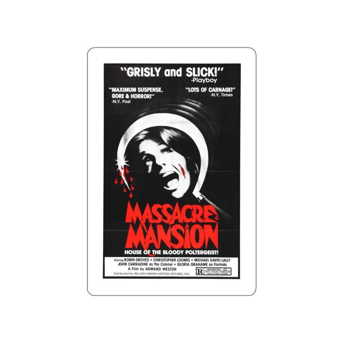 MASSACRE MANSION (THE NESTING) 1981 Movie Poster STICKER Vinyl Die-Cut Decal 3 Inch - The Sticker Space