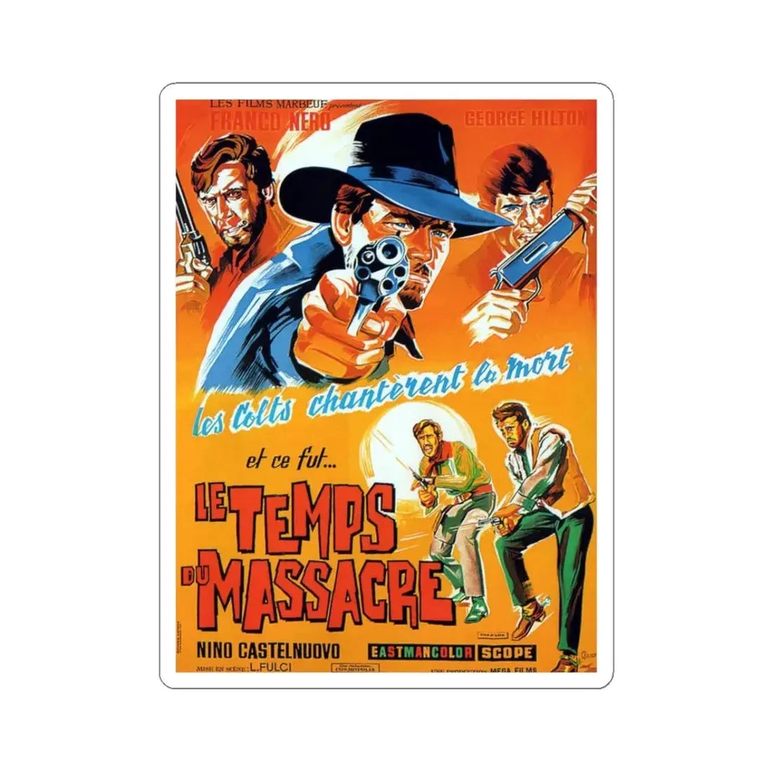 MASSACRE TIME (3) 1966 Movie Poster - STICKER Vinyl Kiss-Cut Decal 3 Inch White - The Sticker Space