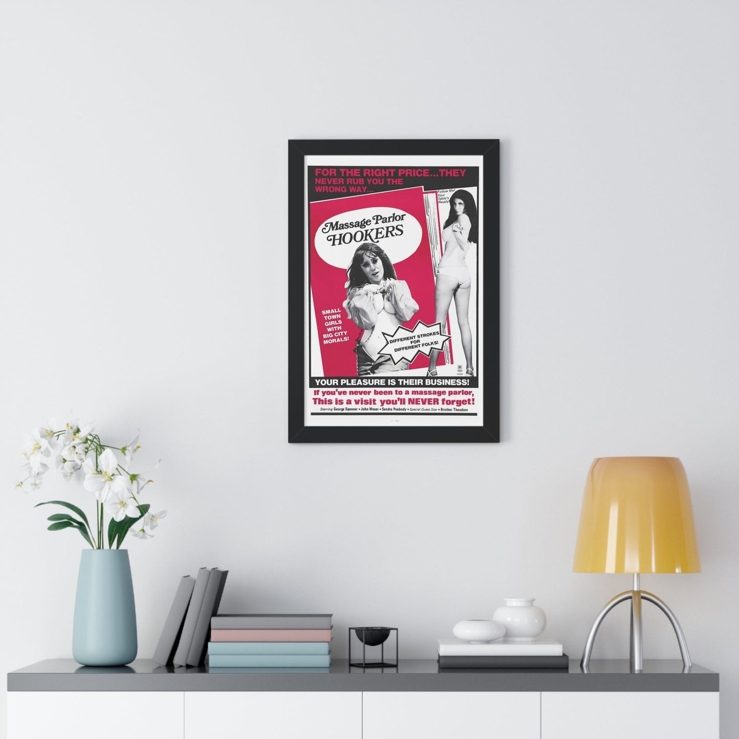 MASSAGE PARLOR HOOKERS 1972 - Framed Movie Poster-The Sticker Space