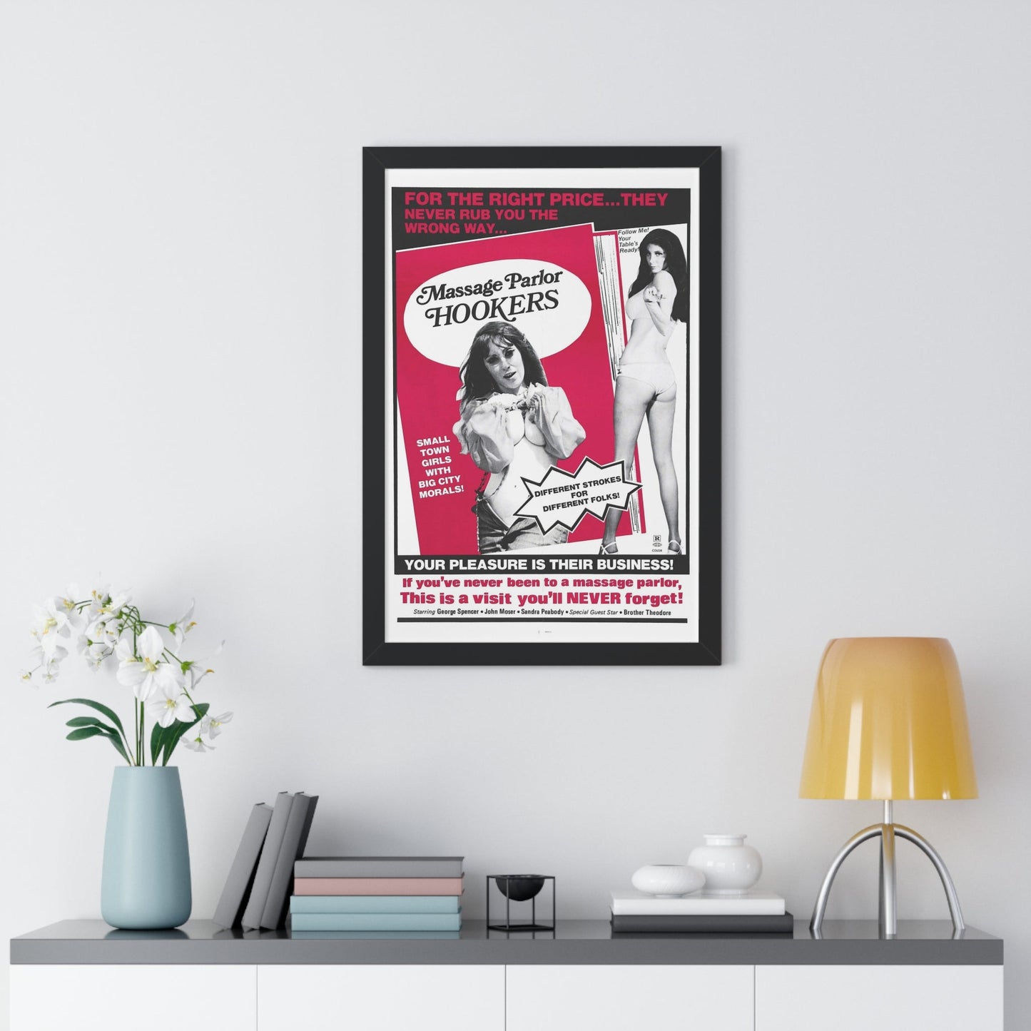 MASSAGE PARLOR HOOKERS 1972 - Framed Movie Poster-The Sticker Space