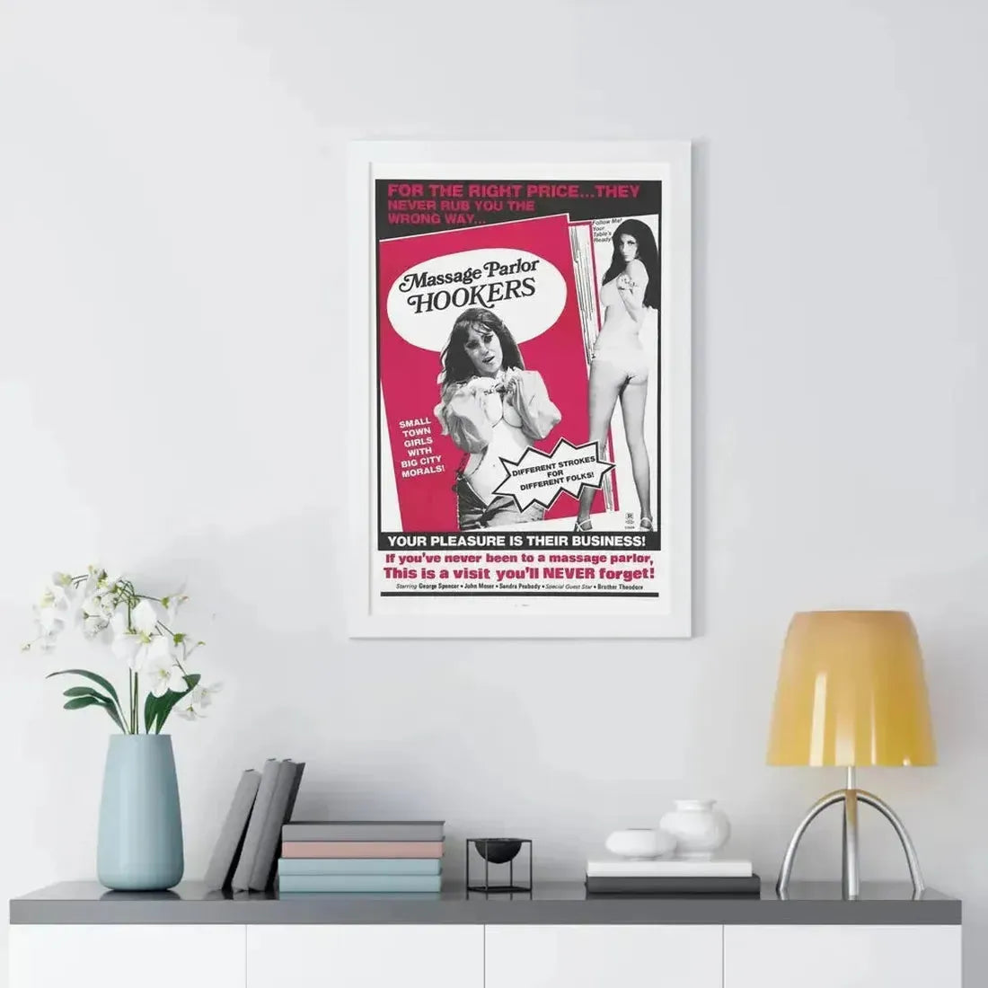 MASSAGE PARLOR HOOKERS 1972 - Framed Movie Poster - The Sticker Space