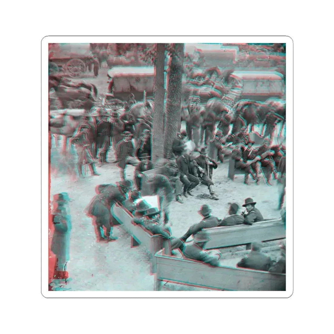 Massaponax Church, Va.  Council of War   Gen. Ulysses S. Grant Examining Map Held by Gen. George G. Meade During the Civil War (U.S. Civil War) STICKER Vinyl Kiss-Cut Decal 4 Inch White - The Sticker Space