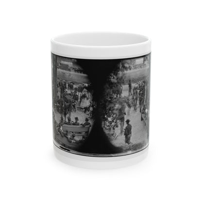 Massaponax Church, Va. Council Of War Gen. Ulysses S. Grant (Left End Of Bench Nearest Tree) Writing A Dispatch (U.S. Civil War) White Coffee Mug-11oz-The Sticker Space