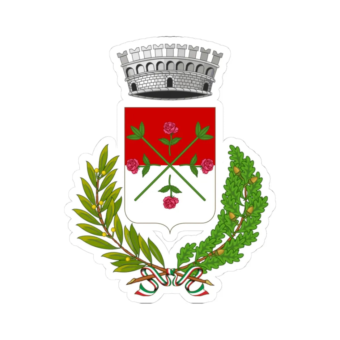 Massarosa-Stemma (Italy) (Coat of Arms) STICKER Vinyl Kiss-Cut Decal 3 Inch White - The Sticker Space