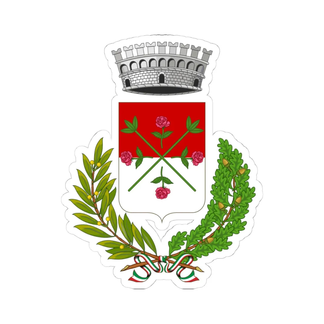 Massarosa-Stemma (Italy) (Coat of Arms) STICKER Vinyl Kiss-Cut Decal 4 Inch White - The Sticker Space