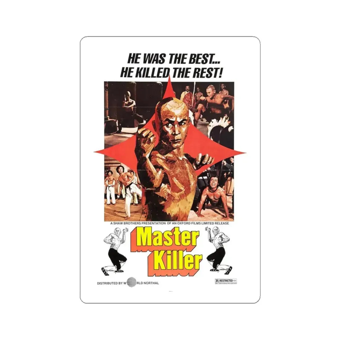 MASTER KILLER (36TH CHAMBER OF SHAOLIN) 1978 Movie Poster - STICKER Vinyl Kiss-Cut Decal 6 Inch White - The Sticker Space