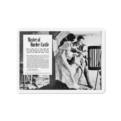 Master Murder Castle, True Adventures, December 1960 (Magazine Illustration) Refrigerator Magnet 2 Inch - The Sticker Space