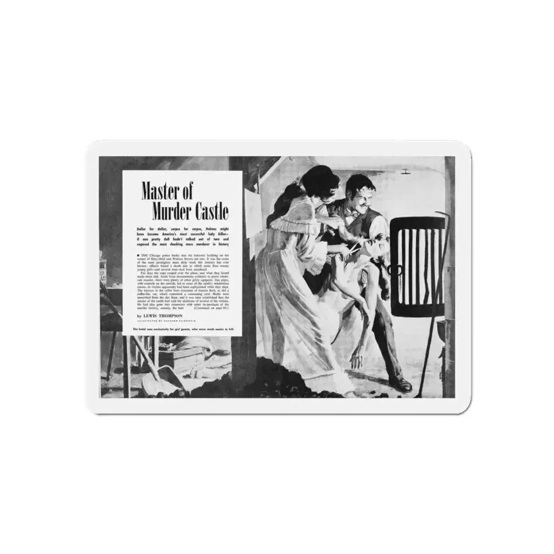 Master Murder Castle, True Adventures, December 1960 (Magazine Illustration) Refrigerator Magnet 6 Inch - The Sticker Space