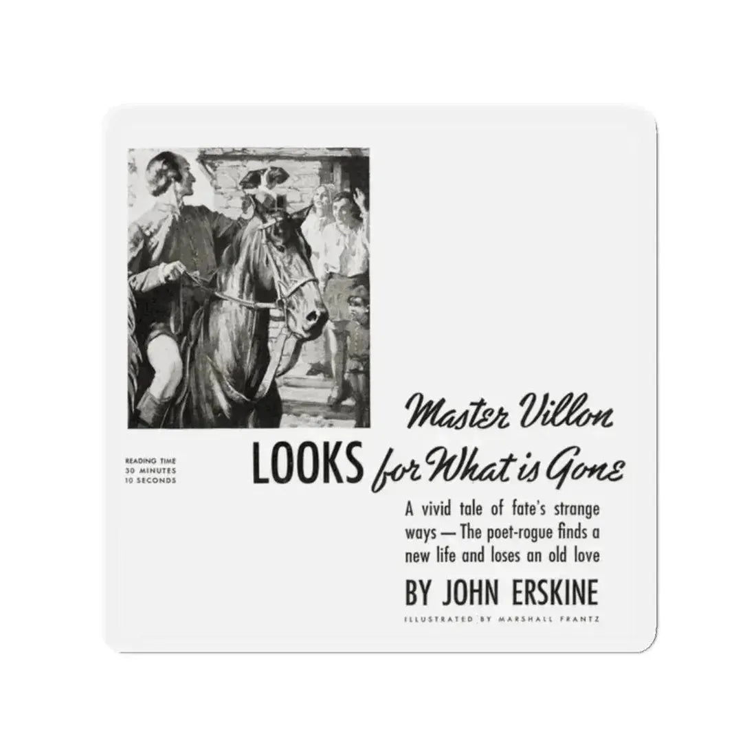Master Villon Looks for What is Gone (1), Liberty, July 31, 1937 (Magazine Illustration) Refrigerator Magnet 2 Inch - The Sticker Space
