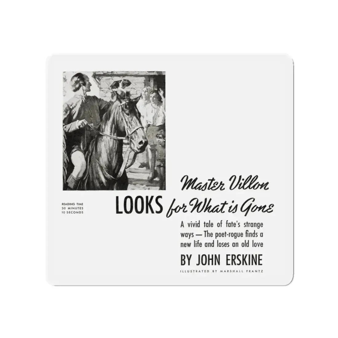 Master Villon Looks for What is Gone (1), Liberty, July 31, 1937 (Magazine Illustration) Refrigerator Magnet 3 Inch - The Sticker Space