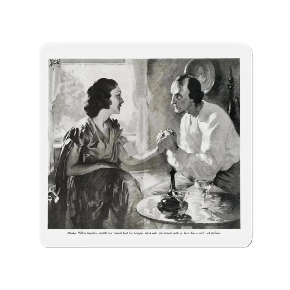 Master Villon Looks for What is Gone (2), Liberty, July 31, 1937 (Magazine Illustration) Refrigerator Magnet 2 Inch - The Sticker Space