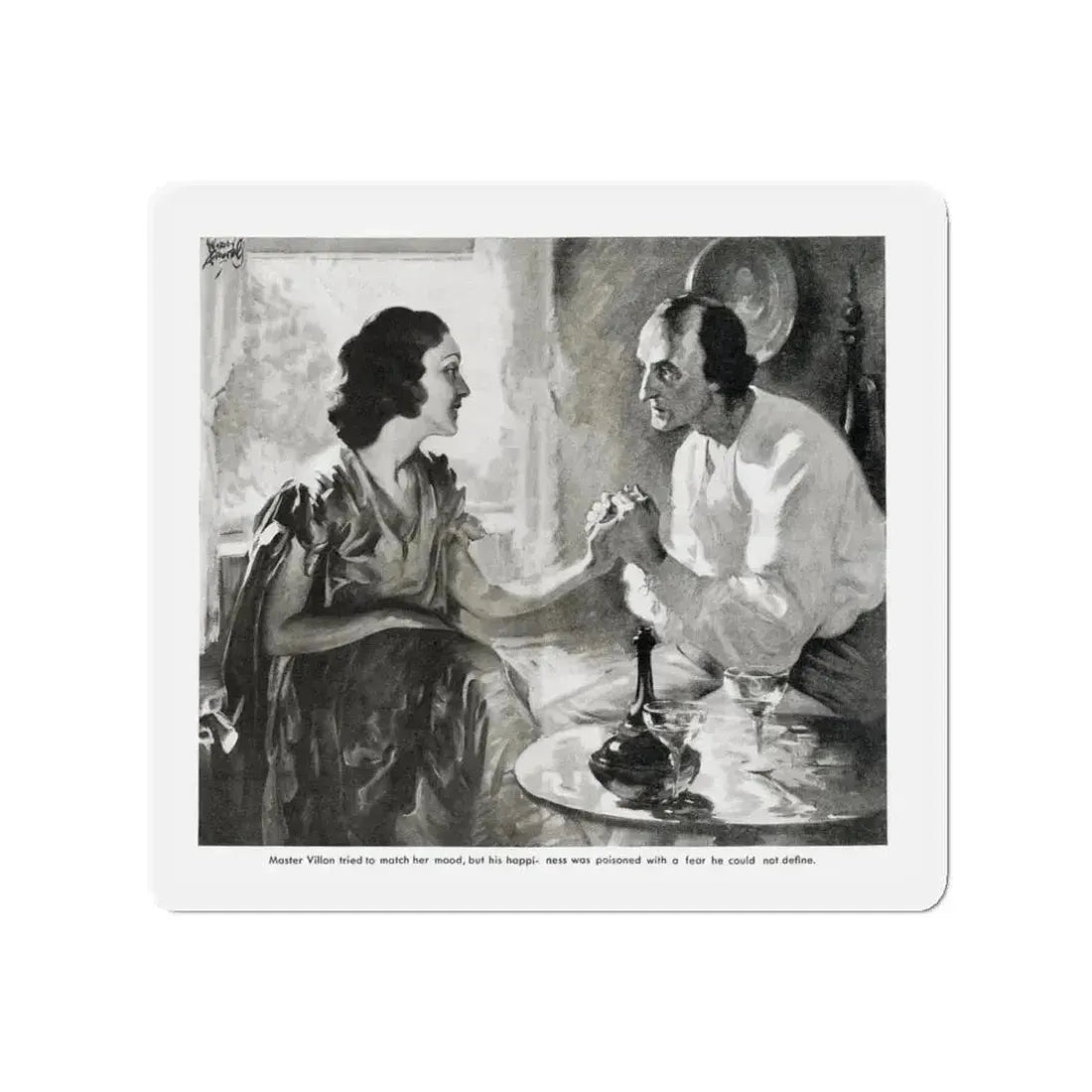 Master Villon Looks for What is Gone (2), Liberty, July 31, 1937 (Magazine Illustration) Refrigerator Magnet 3 Inch - The Sticker Space