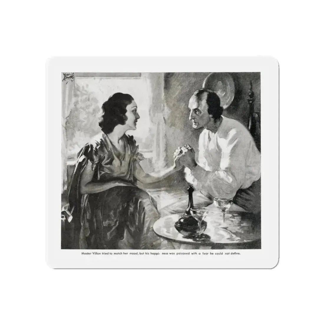 Master Villon Looks for What is Gone (2), Liberty, July 31, 1937 (Magazine Illustration) Refrigerator Magnet 4 Inch - The Sticker Space