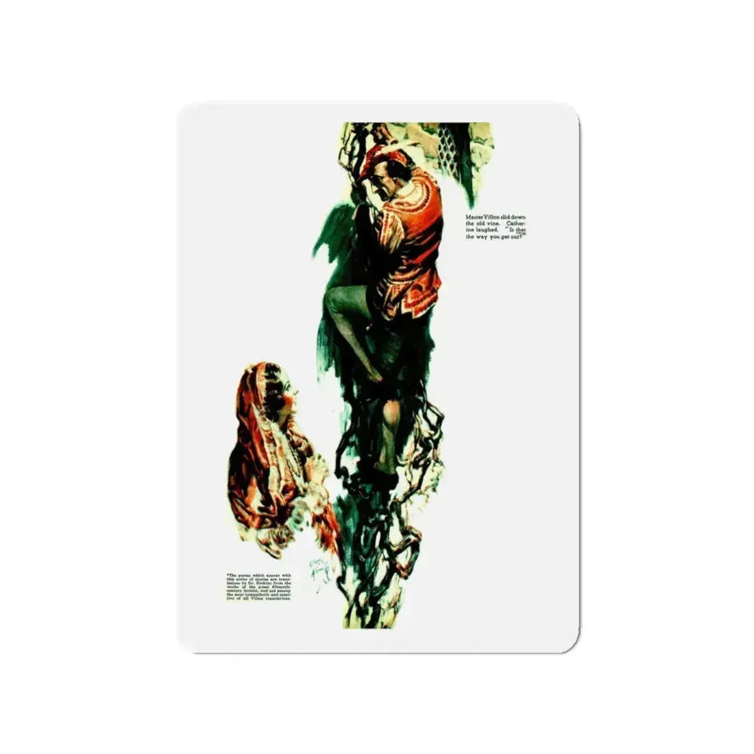 Master Villon Thinks His Luck Has Turned (1), Liberty magazine, November 28, 1936 (Magazine Illustration) Refrigerator Magnet 3 Inch - The Sticker Space