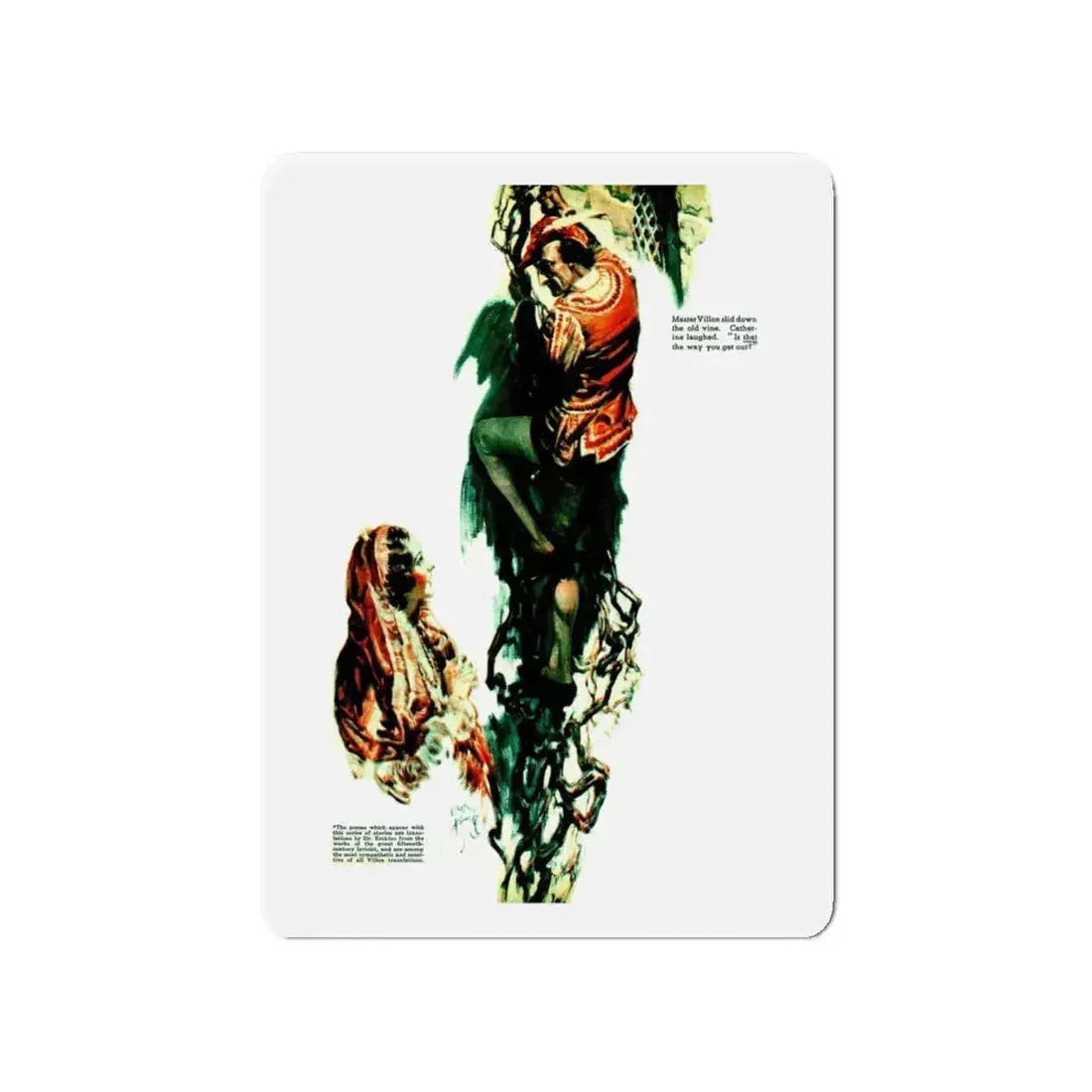 Master Villon Thinks His Luck Has Turned (1), Liberty magazine, November 28, 1936 (Magazine Illustration) Refrigerator Magnet 4 Inch - The Sticker Space