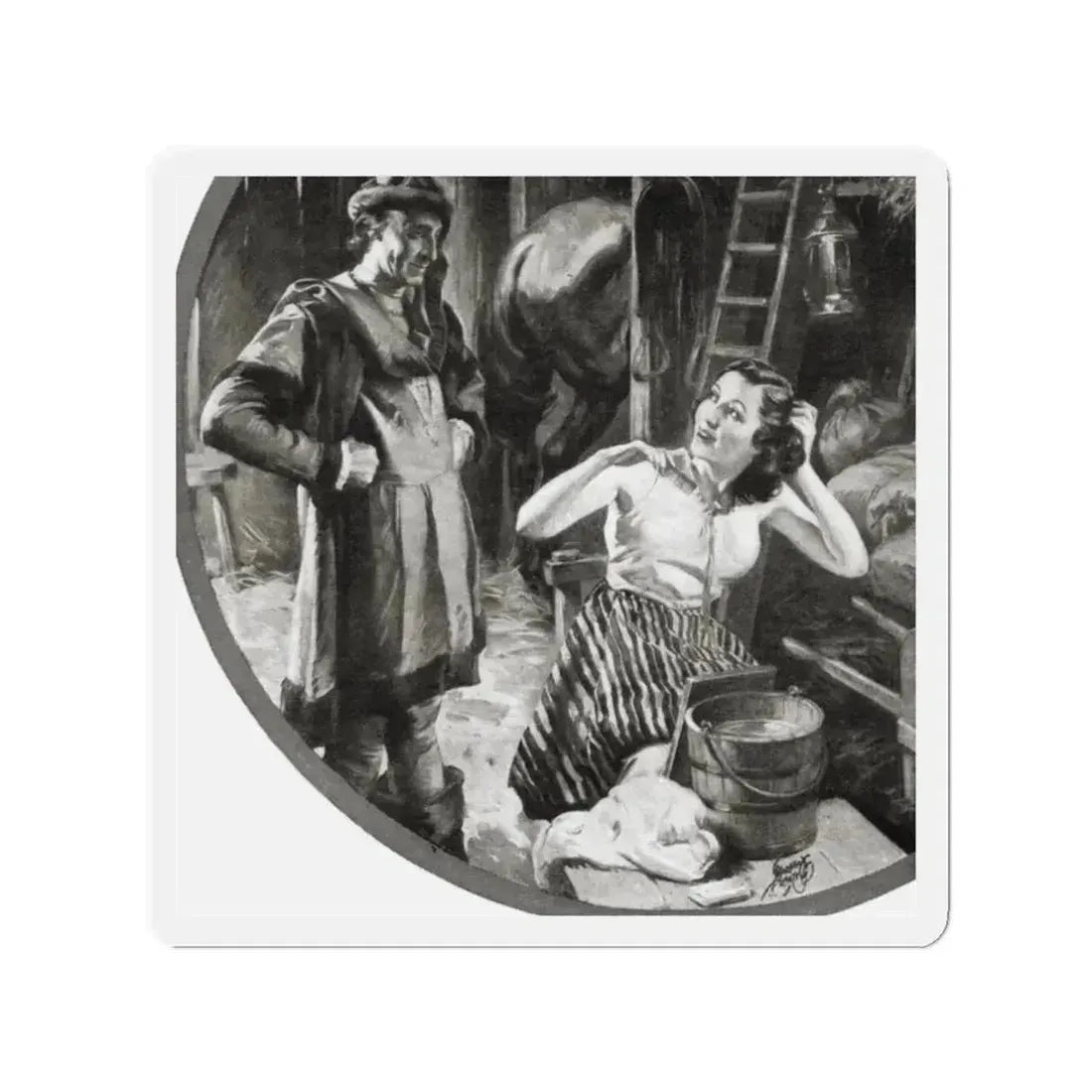 Master Villon Tries To Slip Betwin Dangers, Liberty magazine, June 19, 1937 (Magazine Illustration) Refrigerator Magnet 2 Inch - The Sticker Space