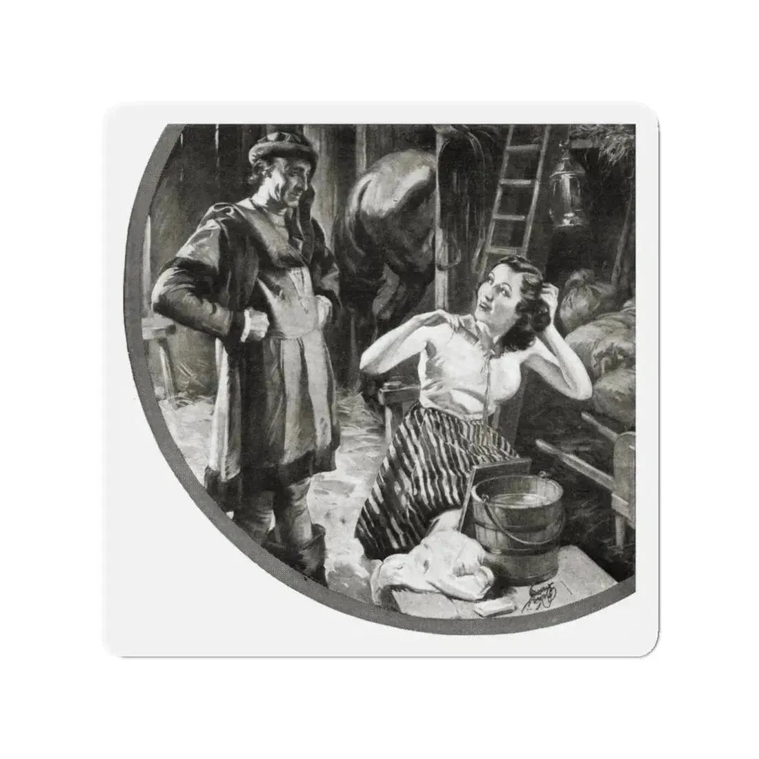 Master Villon Tries To Slip Betwin Dangers, Liberty magazine, June 19, 1937 (Magazine Illustration) Refrigerator Magnet 3 Inch - The Sticker Space