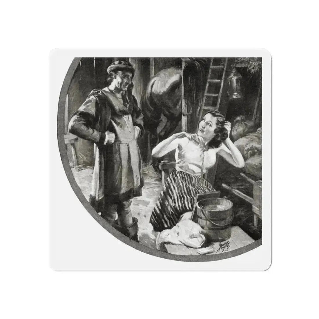 Master Villon Tries To Slip Betwin Dangers, Liberty magazine, June 19, 1937 (Magazine Illustration) Refrigerator Magnet 6 Inch - The Sticker Space