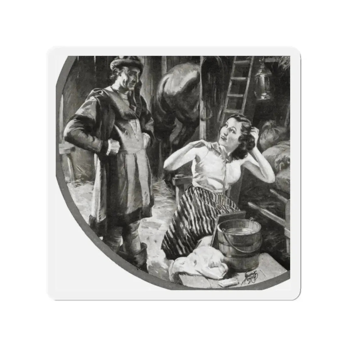 Master Villon Tries To Slip Betwin Dangers, Liberty magazine, June 19, 1937 (Magazine Illustration) Refrigerator Magnet - The Sticker Space